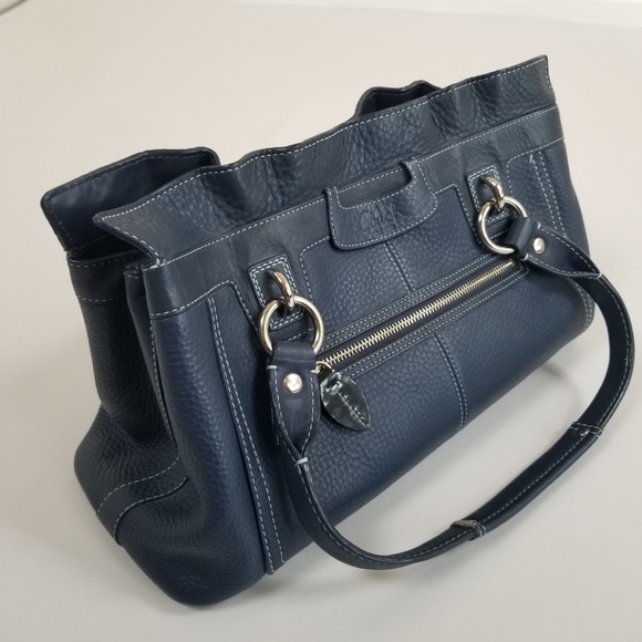Coach Handbags - Coach Penelope Shopper Bag Handbag Pebbled Leather Navy Blue